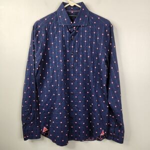 Hammermade Mens Long Sleeve Printed Cotton Button Down Dress Shirt 41/16
